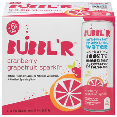 Bubbl'r Cranberry Grapefruit Sparkling Water Multipack - 6-12 Fl. Oz. - Image 1