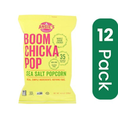 Angie's BOOMCHICKAPOP Sea Salt Popcorn Gluten Free - 4.8 oz (Pack of 12) - Image 1