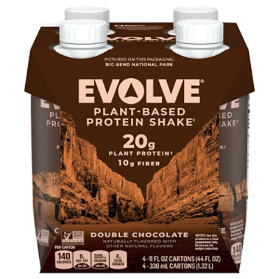 Evolve Plant Based Protein Shake Chocolate Flavored - 11 fl. oz., 4 per Pack (3 Packs Total) - Image 1