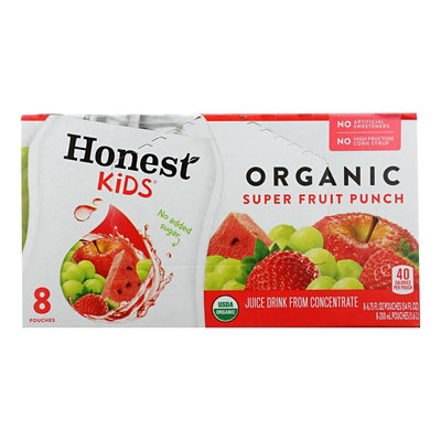 Honest Kids Juice Drink Organic Super Fruit Punch - 6.75 Fl. Oz, 8 per Pack (4 Packs Total) - Image 1
