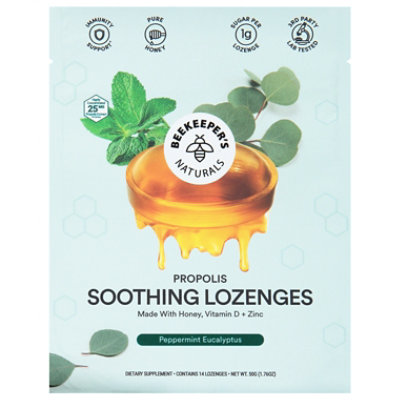 Beekeeper's Naturals Peppermint Eucalyptus Soothing Lozenges - 14 Count - Image 3