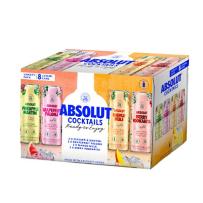 Absolut Variety Flavor Vodka Cocktails Multipack - 8-12 Fl. Oz. - Image 1