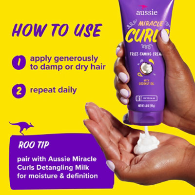Aussie Miracle Curls Frizz Taming Curl Cream with Coconut & Jojoba Oil - 6.8 Fl. Oz. - Image 5