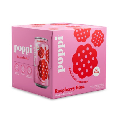 Poppi Prebiotic Raspberry Rose - 4 - 12 Fl. Oz. - Image 1