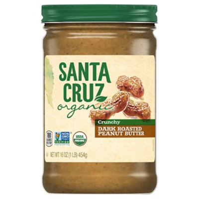 Santa Cruz Peanut Butter Crunchy Dark Roasted Organic - 16 Oz - Image 3