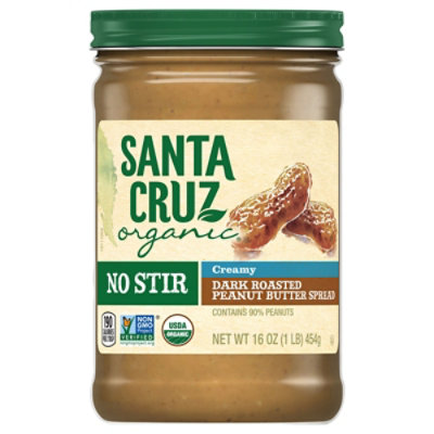 Santa Cruz Peanut Butter Creamy Dark Roasted No Stir Organic - 16 Oz - Image 3