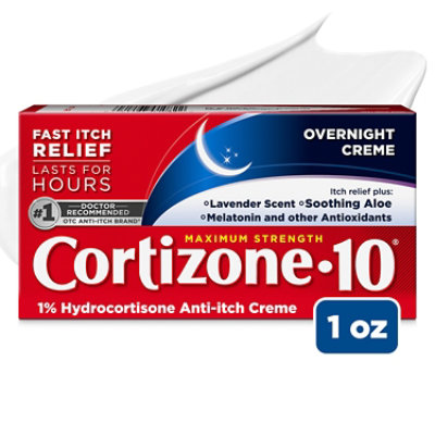 Cortizone 10 Overnight Creme Max Strength Anti Itch 1 Ounce Tube - 1 OZ - Image 1