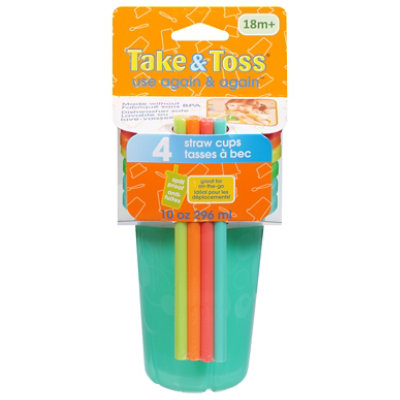 The First Years Take & Toss Straw Cups 10 Ounce 8 Spill Proof Cups - Great  for On The Go