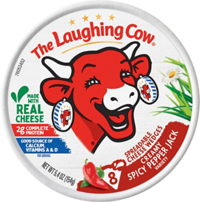 The Laughing Cow Creamy Spicy Pepper Jack Spreadable Cheese Wedges - 5.4 Oz  - Image 1