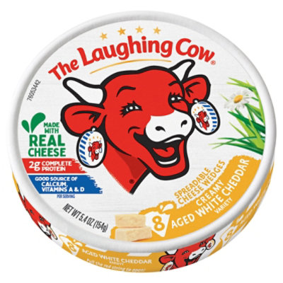 The Laughing Cow Creamy White Cheddar Flavor Spreadable Cheese Wedges 8 Count - 5.4 Oz - Image 2