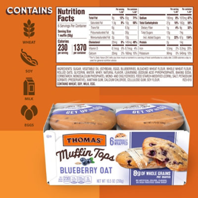 Thomas Blueberry Oat Muffin Tops 6 Count - 10.5 Oz - Image 2