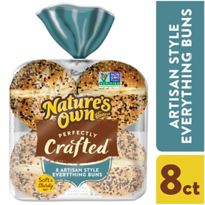 Nature's Own Perfectly Crafted Non-GMO Everything Hamburger Buns 8 Count - 18 Oz - Image 1