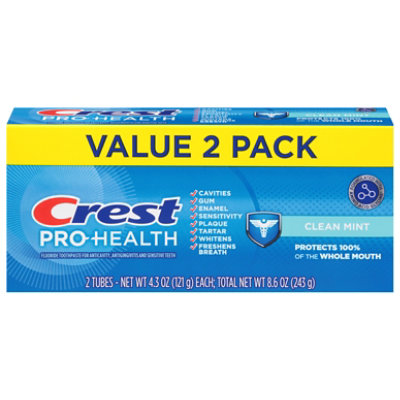 Crest Pro-health Clean Mint Toothpaste Twin Pack 2- 4.3 Oz - 8.6 OZ - Image 1