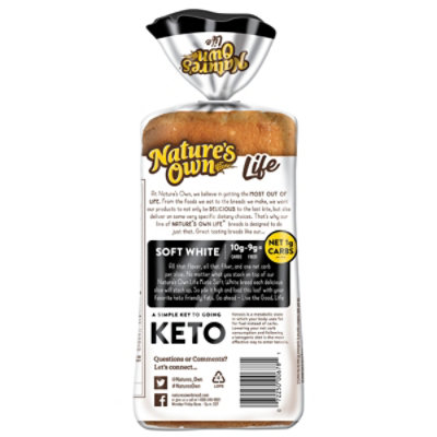 Nature's Own Life Keto Soft White Bread Net 1 Carb Sliced White Keto Bread- 16 Oz - Image 8