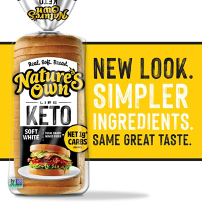 Nature's Own Life Keto Soft White Bread Net 1 Carb Sliced White Keto Bread- 16 Oz - Image 3