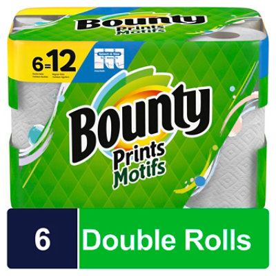 Bounty 6 Double Roll Select A Size Print Tissue - 6 Count - Image 1