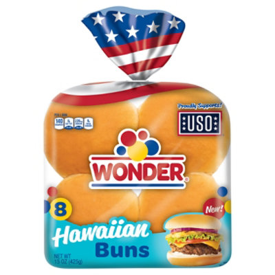 Wonder Bread White Hawaiian Hamburger Buns 8 Count - 15 Oz - Image 1