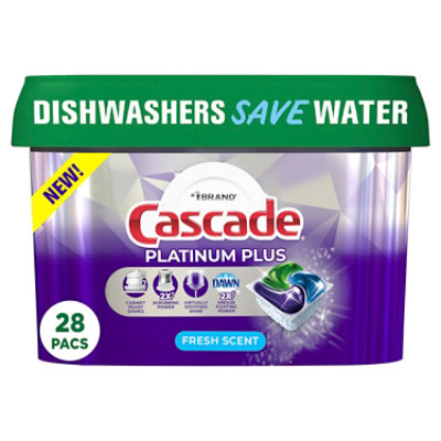 Cascade Platinum Plus Action Pacs Fresh Scent Dishwasher Detergent - 28 Count - Image 1