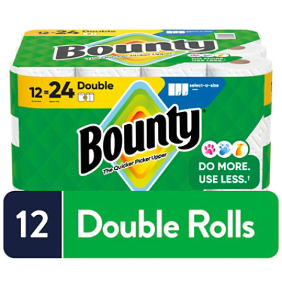 Bounty 12 Double Roll Select A Size White Tissue - 12 Count - Image 1