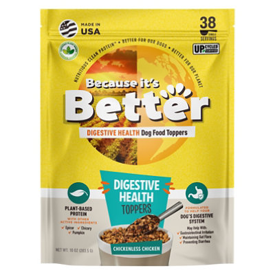 Because Its Better Digestive Health Dog Food Toppers, Chickenless Chicken - 10 Oz. - 10 OZ - Image 3