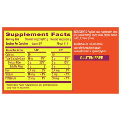 Metamucil Psyllium Fiber Powder Supplement Premium Blend Sugar Free Orange 114 Teaspoons 23.1 Oz - 23.5 OZ - Image 3