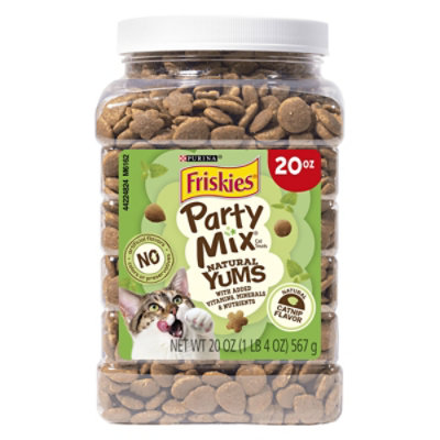 Purina Friskies Party Mix Natural Yums Cat Treats, Natural Catnip Flavor - 20 Oz. Canister - 20 OZ - Image 1