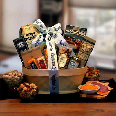 Father's Day Gift Basket - Gourmet Nut & Sausage Gift Basket - Image 1