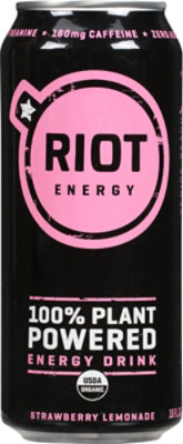 Riot Energy Drink Strawberry Lemonade Organic - 16 FZ - Image 2