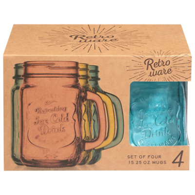 Home Retro Clr Mason Jar Mugs - 4 CT - Image 2
