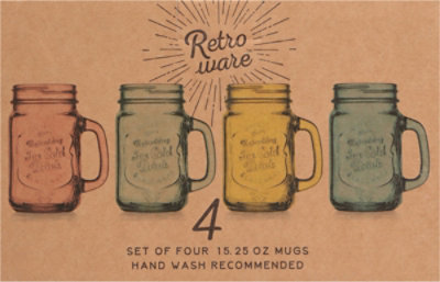 Home Retro Clr Mason Jar Mugs - 4 CT - Image 3