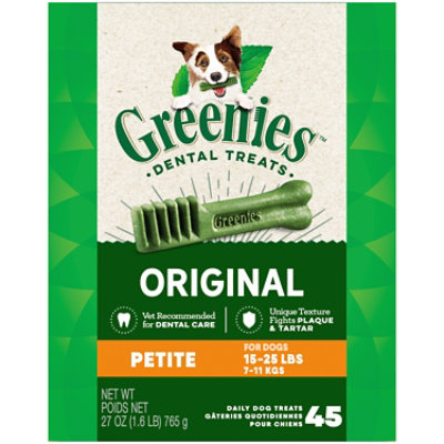 Greenies Original Petite Natural Dog Dental Care Chews Oral Health Dog Treats 45 Count - 27 Oz - Image 1