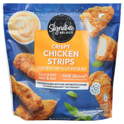 Signature SELECT Frozen Fully Cooked Chicken Breast With Rib Meat Crispy Chicken Strips - 25 Oz