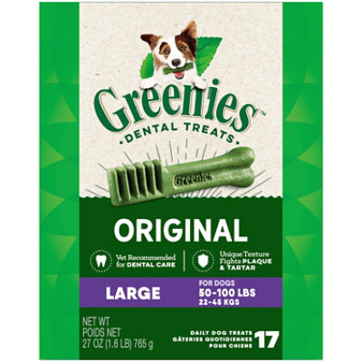 Greenies Original Large Natural Dog Dental Care Chews Oral Health Dog Treats 17 Count - 27 Oz - Image 1