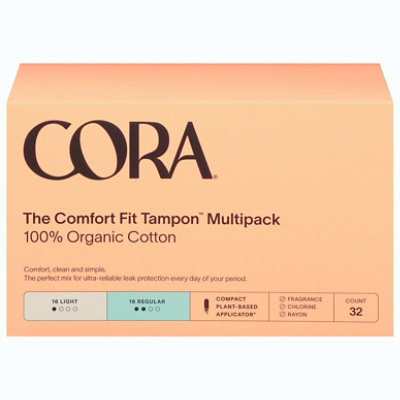 Cora Organic Cotton Tampons Light Plus Regular Duo Pack 32 Ct - 32 CT - Image 3