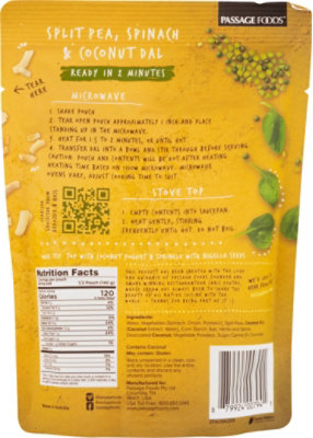 Passage Foods Dal Coconut Split Pea Spinach - 9.8 OZ - Image 5