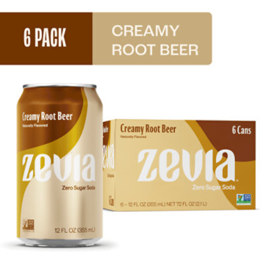 Zevia Zero Sugar Creamy Root Beer Soda - 6-12 Fl. Oz. - Image 1