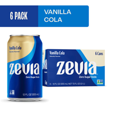 Zevia Vanilla Cola Zero Sugar Soda - 6-12 Fl. Oz. - Image 1