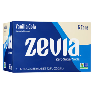 Zevia Vanilla Cola Zero Sugar Soda - 6-12 Fl. Oz. - Image 1