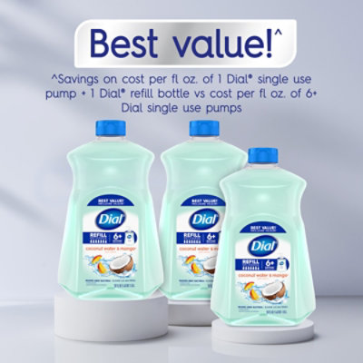 Dial Liquid Hand Soap Coconut Water & Mango Refill 3/52 Fl Oz - 52 FZ - Image 4