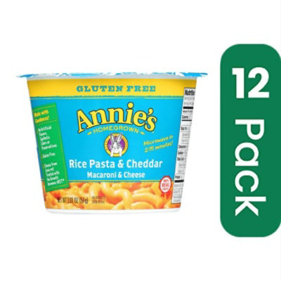 Annie's Homegrown Gluten Free Rice Pasta and Cheddar Microwavable Mac and Cheese Cup 2.01 oz (Pack of 12) - Image 1