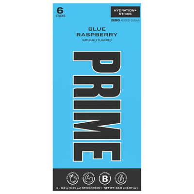 Prime Hydration Blue Raspberry Electrolyte Drink Mix Packets - 6 Count - Image 3