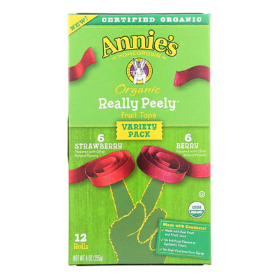 Annie's Homegrown Really Peely Fruit Tape Organic Variety Pack 6 Strawberry 6 Berry - 12 per Pack (6 Packs Total) - Image 1