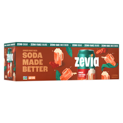 Zevia Zero Sugar Ginger Root Beer Soda - 12-12 Fl. Oz.