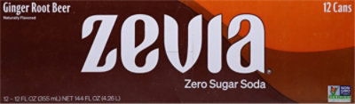 Zevia Zero Sugar Ginger Root Beer Soda - 12-12 Fl. Oz. - Image 5