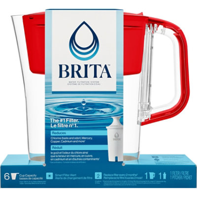 Brita Small 6 Cup Denali Water Filter Pitcher with 1 Brita Standard Filter Red - 1 Each - Image 1