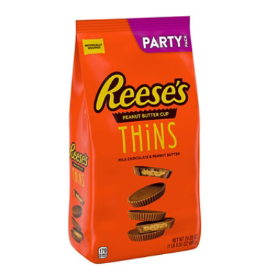 Reeses Thins Milk Chocolate Peanut Butter Cups Candy Party Pack - 24.05 Oz