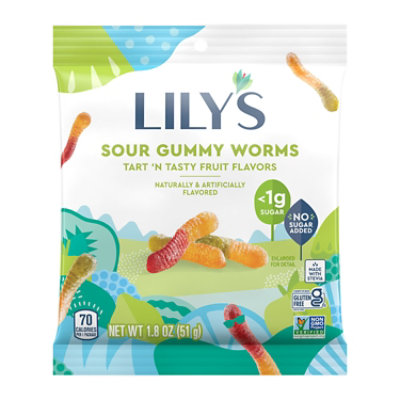 Lilys Tart N Tasty Fruit No Sugar Added Gummy Worms Sweets Bag - 1.8 Oz - Image 1