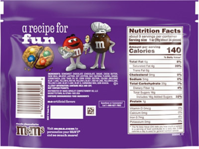 M&M'S Dark Chocolate Candy Sharing Size In Resealable Candy Bag - 9.4 Oz - Image 6