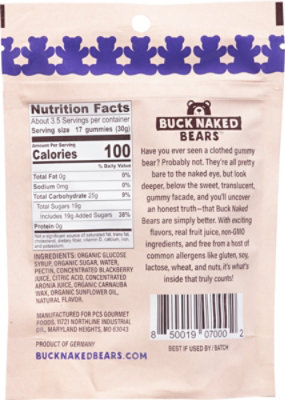 Buck Naked Bears Blackberry Aronia Gummy 3.5oz - 3.5 OZ - Image 6