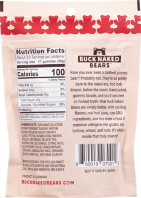 Buck Naked Bears Cherry Kombucha Gummy Bears - 3.5 OZ - Image 6